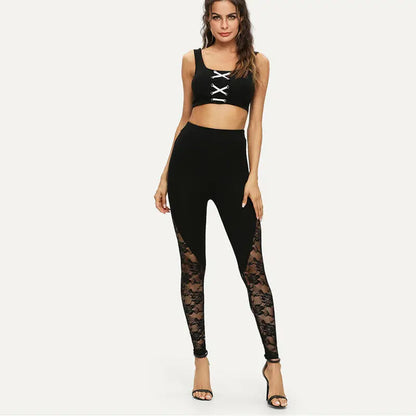 Zwarte High-Waist Lace Leggings | Verleidelijk & Elegant